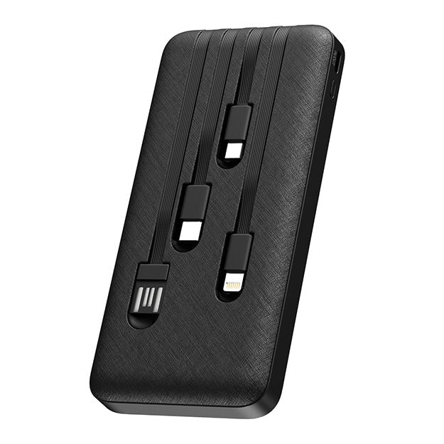 Snug 10000mAh Power Bank With 4 Built In Cables & Built In LED Torch - Black