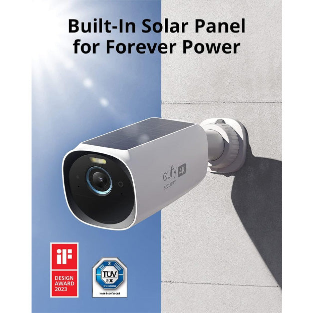 Eufy S330 (eufyCam 3) Solar Powered 4K Smart Wireless Outdoor Security Camera - White