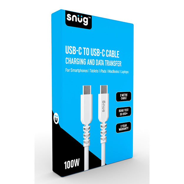 Snug USB-C To USB-C Charging And Data Transfer 2m Cable - White