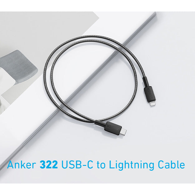 Anker 322 PowerLine USB-C to MFI 0.9M 60W Cable – Black