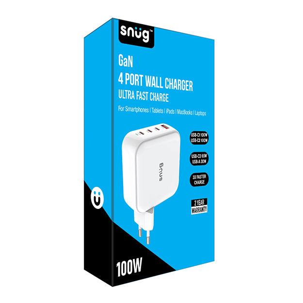 Snug GaN 4 Port Ultra Fast Wall Charger - White