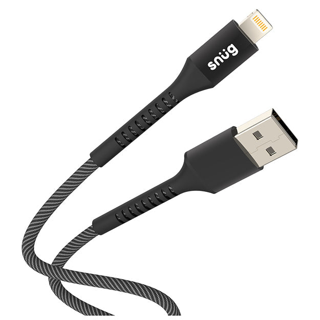 Snug Lightning To USB-A Charging And Data Transfer Braided Series Cable - Black & Silver