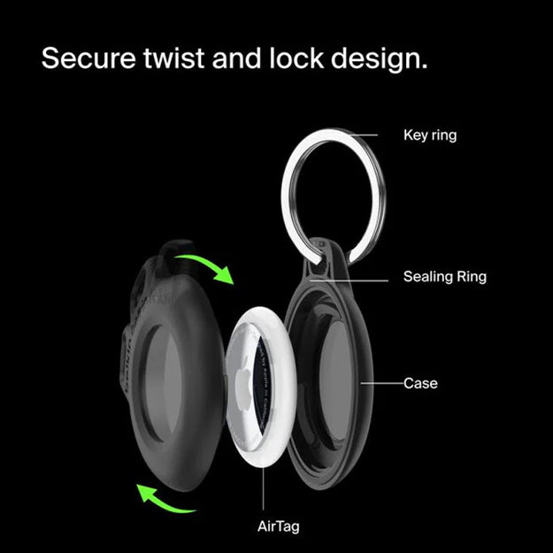 Belkin Waterproof Secure Holder With Key Ring For AirTag (4pack) -  Black