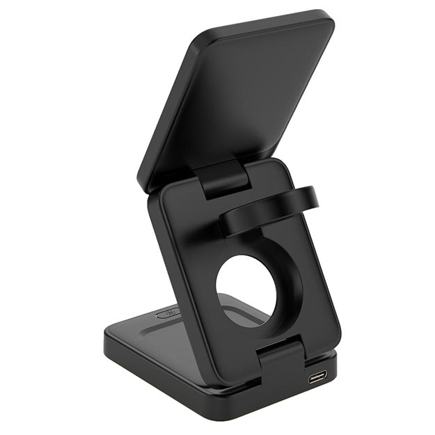 Snug 3-In-1 Magnetic Wireless Travel Charger For iPhones/Smart Watches & Airpods - Black