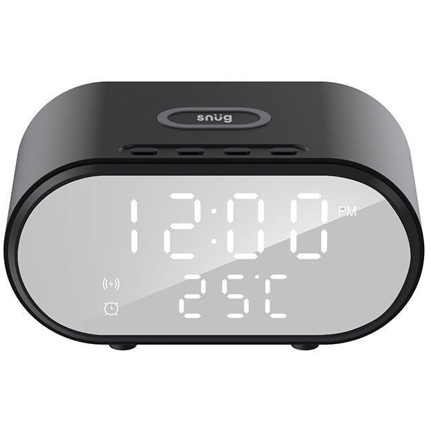 Snug Wireless Charger With Clock For Smartphones And iPhones - Black