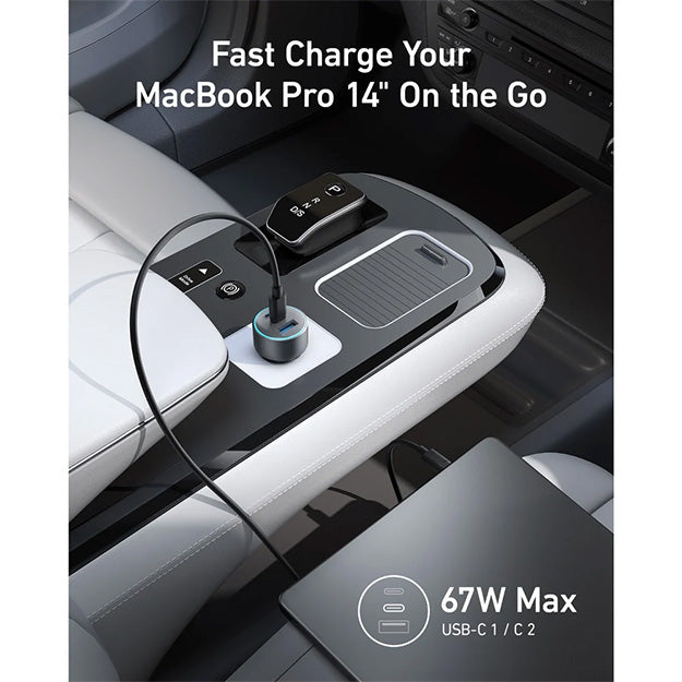 Anker 335 3 Port 67W PD Car Charger - Black