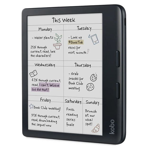 Kobo Libra Colour 7" eReader With Stylus 2 & Kobo Notebook Cover - Black