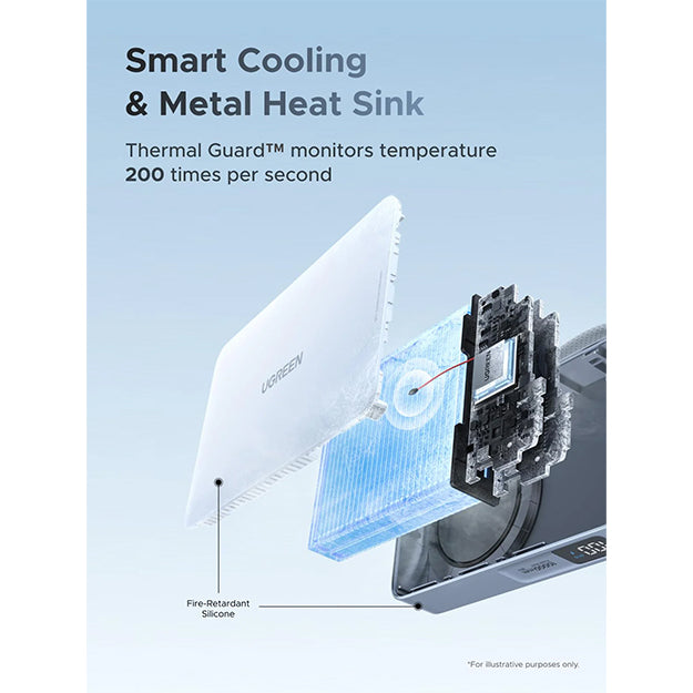 UGreen MagFlow Magnetic Wireless 10 000mAh Power Bank Qi2 25W With MagSafe - Blue