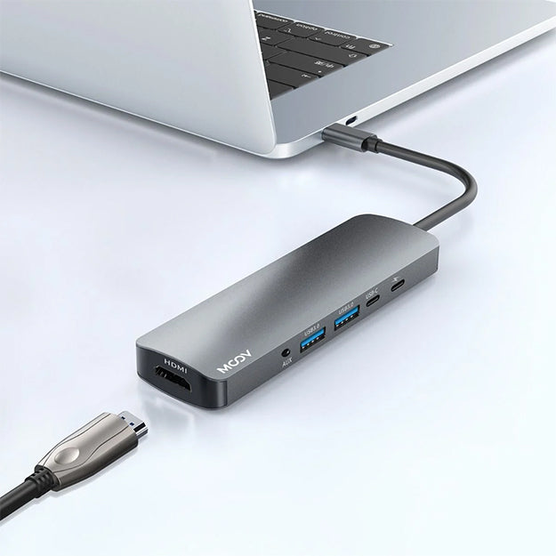 Moov USB-C 6-In-1 Multiport Hub - Grey