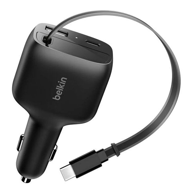 Belkin 75W BoostCharge Retractable Car Charger - Black