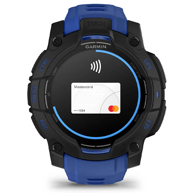 Garmin Instinct 3 Supernova 50mm AMOLED Rugged GPS Watch (Limited Edition) - Black With Bolt Blue Band