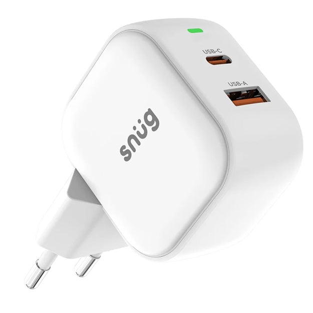 Snug 2 Port USB/Type-C Wall Charger 35W With Type-C Cable - White