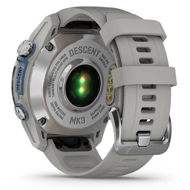 Garmin Descent MK3 Dive Watch 43 mm - Stainless Steel With Fog Grey Silicone Band