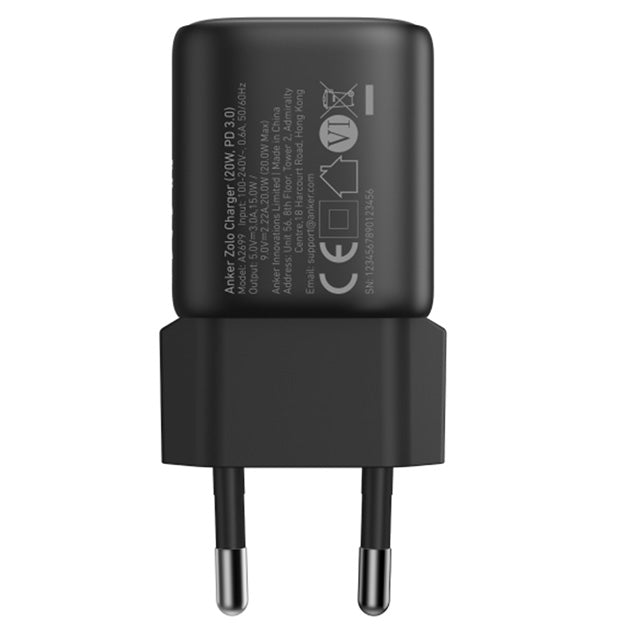 Anker Zolo 1 Port 20W Compact USB-C GaN Charger – Black