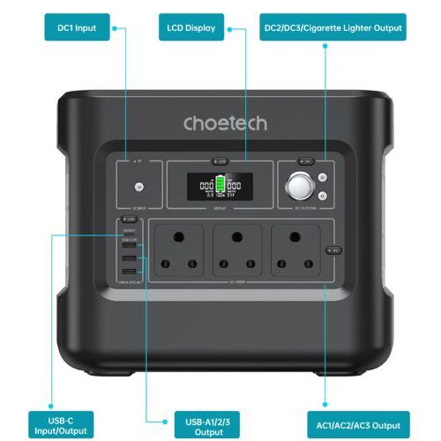 Choetech 1000W Portable Power Station (1024Wh) - Black