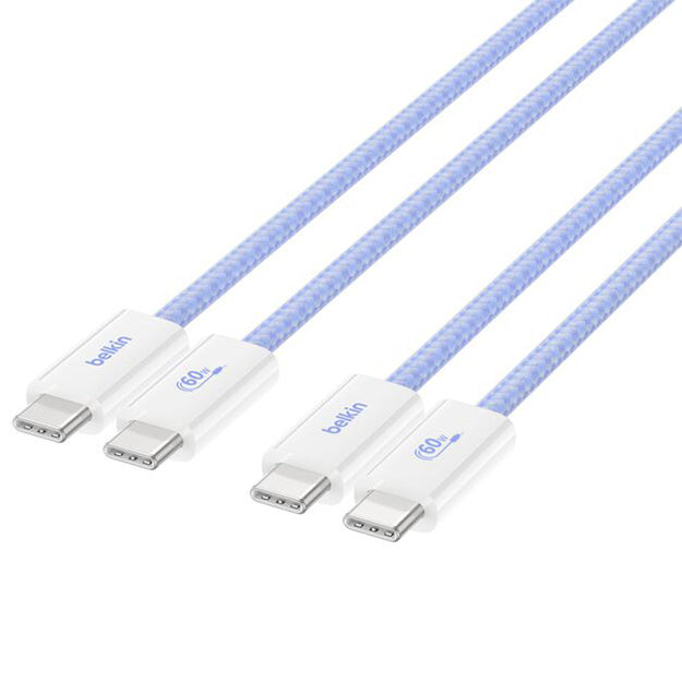 Belkin 1.5m USB-C To USB-C 60W Braided Charging Cable (2 Pack)