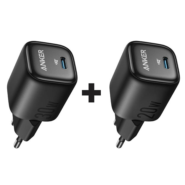 Anker Zolo 30W Wall Charger + Free 20W Wall Charger - Black
