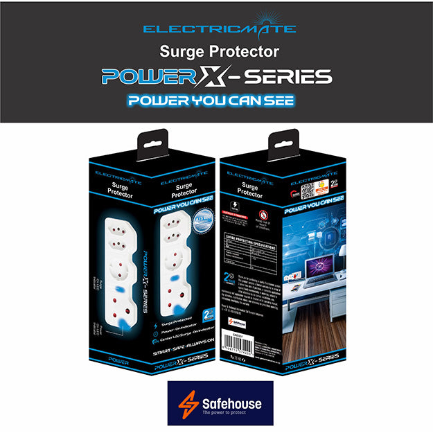 ElectricMate Power X-Series 1x16A + 1xSchuko + 2x3 Pin Euro Surge Protector Power Strip