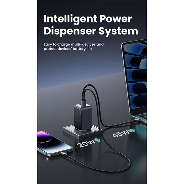 UGreen Nexode 3 Port PD/USB Wall Charge - Grey