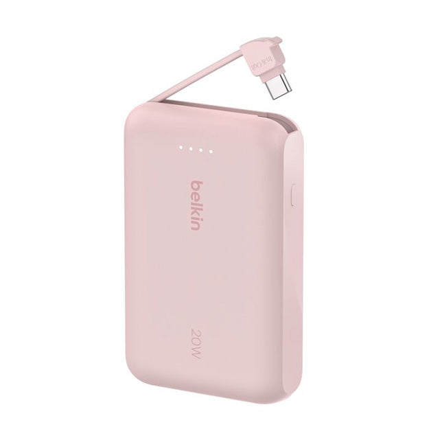 Belkin BoostCharge Power Bank 10 000mAh With Integrated Cable - Pink