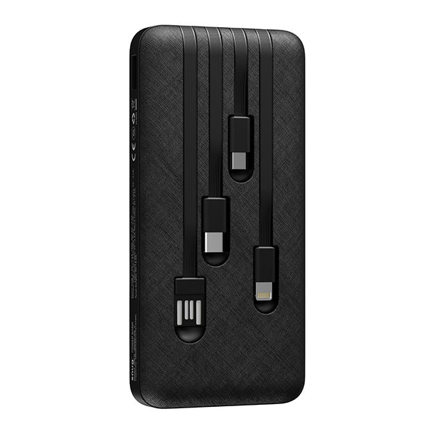 Snug 10000mAh Power Bank With 4 Built In Cables & Built In LED Torch - Black