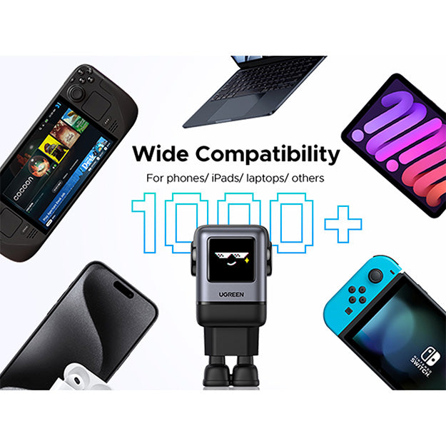 UGreen 100W Uno Robot GaN Fast Charger With USB-A + 3 x USB-C Ports - Black
