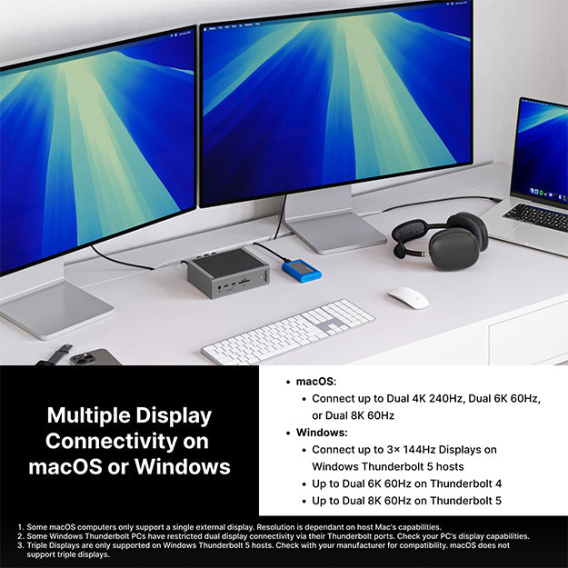 CalDigit TS5 Thunderbolt 5 Dock With 0.5m Braided TBT5 Cable & 240W PSU - Space Grey