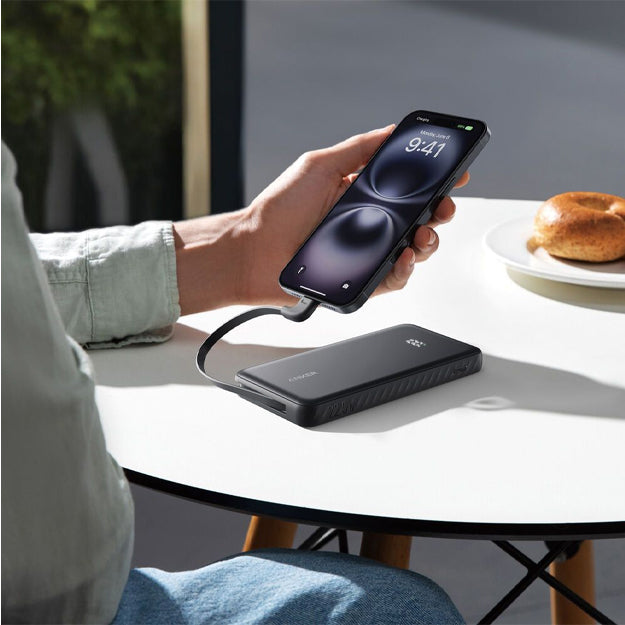 Anker Zolo 10 000mAh 22.5W Fast Charging Power Bank With Built-in USB-C Cable - Black