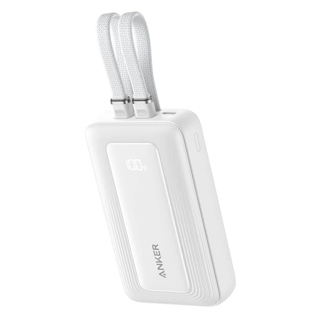 Anker Zolo 10000mAh 35W Power Bank With Dual Built-In USB-C Cables - White