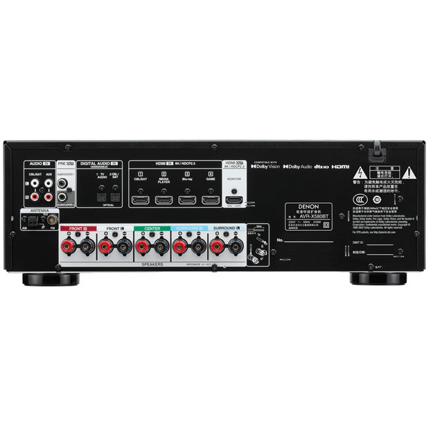 Denon AVR-X580BT 5.2 Channel 70W 8K AV Receiver - Black (Unboxed Deal)