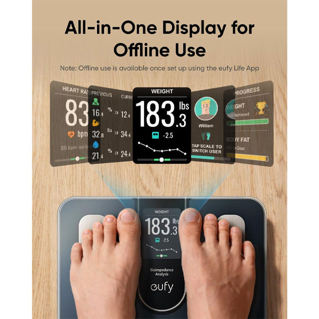 Eufy C20 Body Analysis Smart Scale (16 Key Body Metrics) - Black