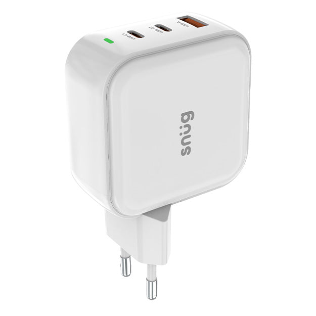 Snug GaN 3 Port USB-C Wall Charger With Rapid Fast Charge - White