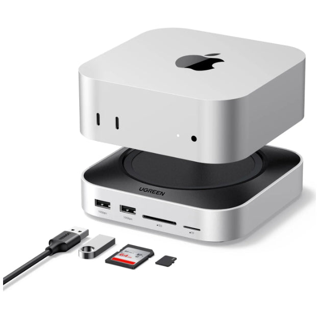UGreen Mac Mini M4/M4 Pro Dock 11-in-1 With M.2 NVMe SSD Enclosure - Silver