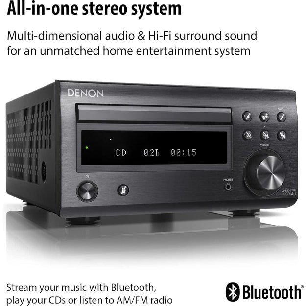 Denon RCD-M41 CD Receiver (With Bluetooth & FM Tuner) - Black