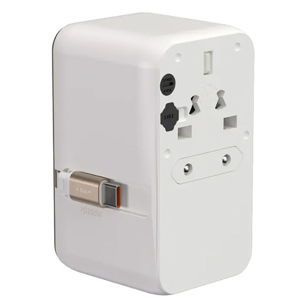 Adam Elements T100L 100W Universal Travel Adapter With Built-In USB-C Cable