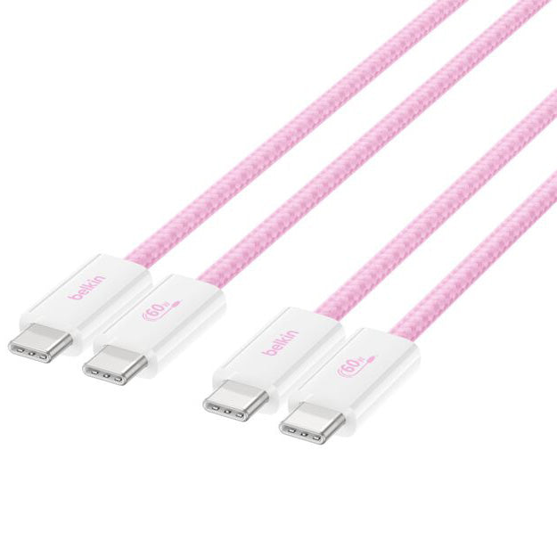 Belkin 1.5m USB-C To USB-C 60W Braided Charging Cable (2 Pack)