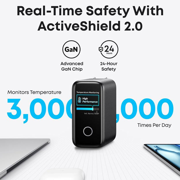 Anker 4 Port 140W GaN Laptop & Smartphone Charger With USB-C Cable - Black