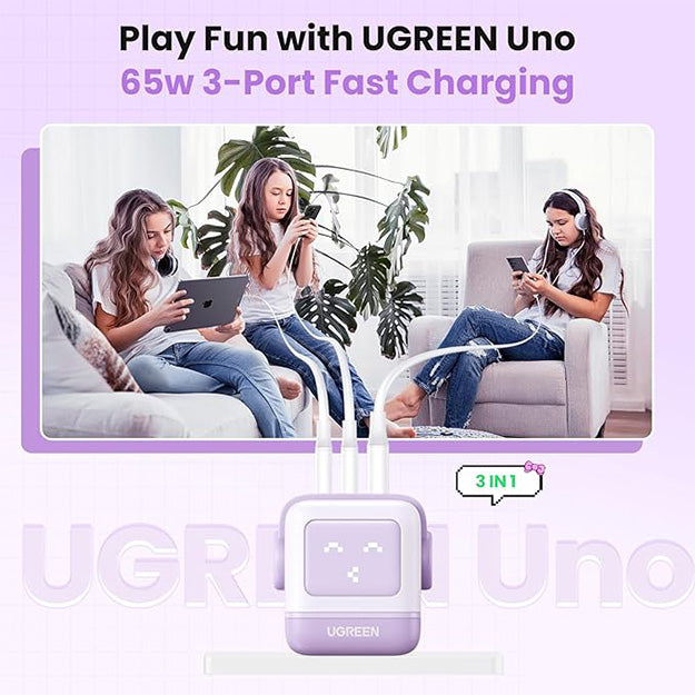 UGreen 3 Port 65W GaN USB-C Nexrode Wall Charger