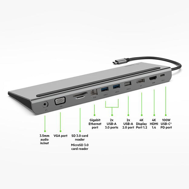 Belkin Connect USB-C 11-In-1 Multiport Dock - Silver