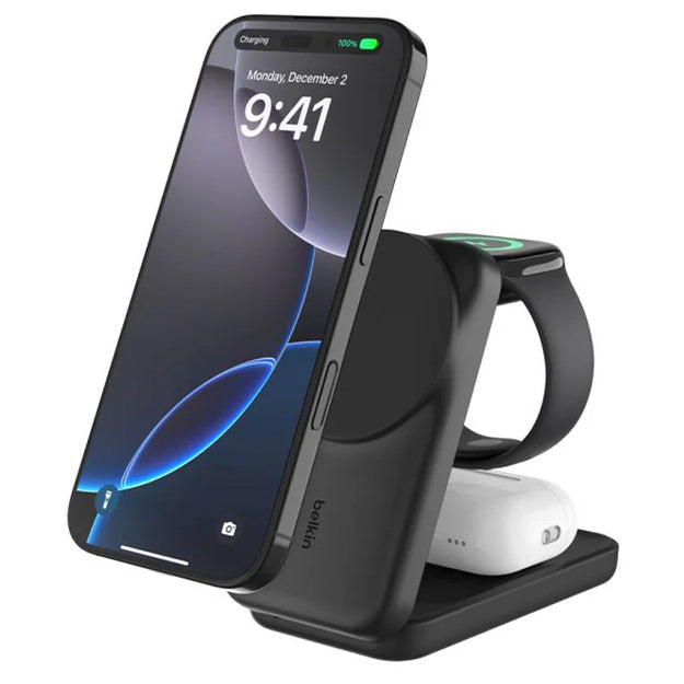 Belkin UltraCharge 25W 3-in-1 Qi2 Square Magnetic Charger