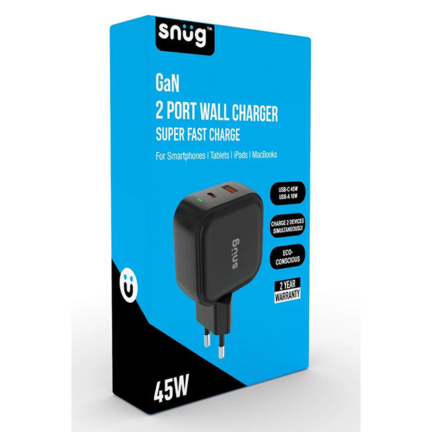 Snug 2 Port USB/Type-C Wall Charger 45W