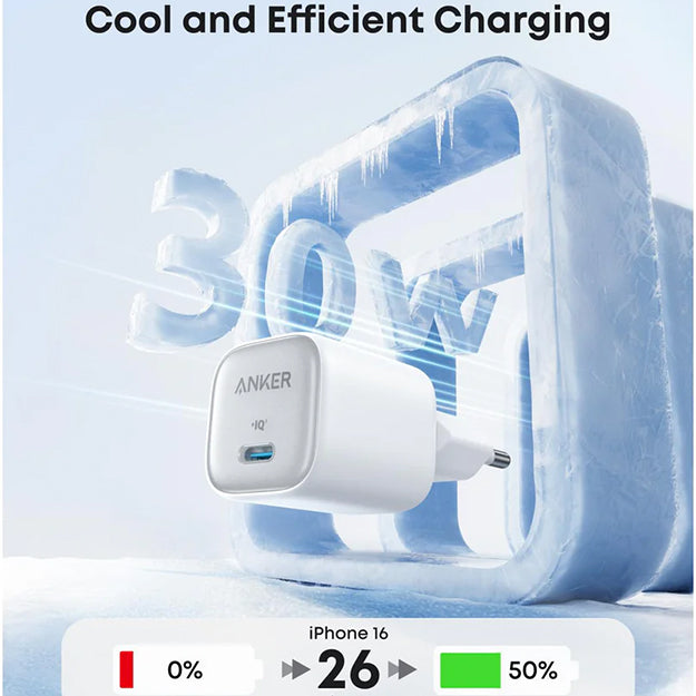 Anker Zolo 30W Compact USB-C GaN Charger - White