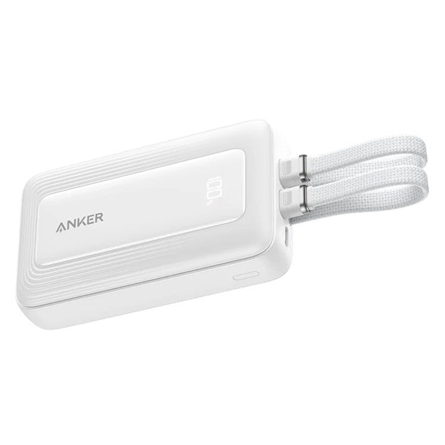 Anker Zolo 10000mAh 35W Power Bank With Dual Built-In USB-C Cables - White
