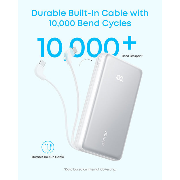 Anker Zolo 20 000mAh 22.5W Fast Charging Power Bank With Type-C Cable - White