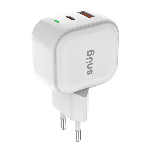 Snug 2 Port USB/Type-C Wall Charger 35W With Type-C Cable - White