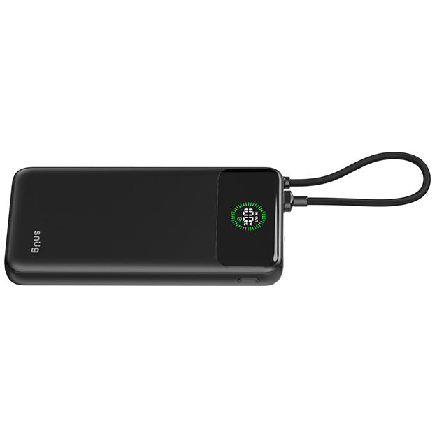 Snug 10000mAh Power Bank With Built In USB-C Cable And Intelligent Display - Black