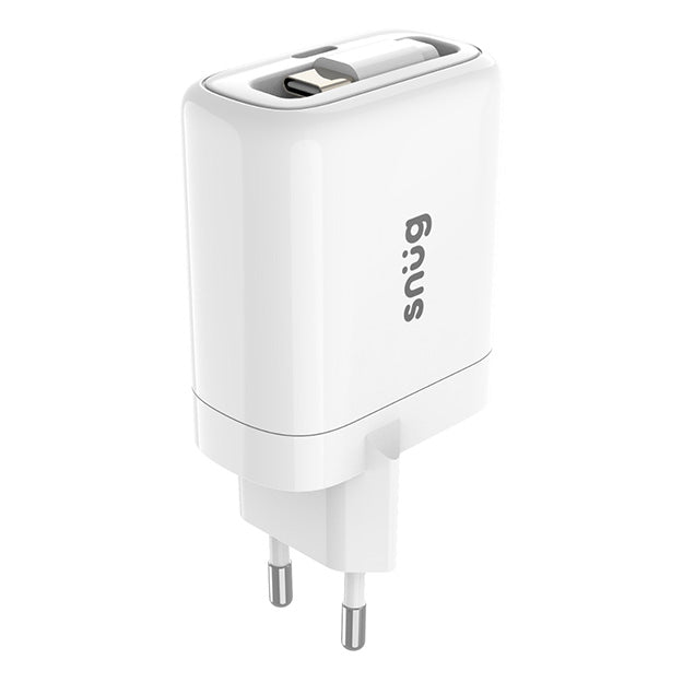 Snug 1 Port PD Charger With Retractable Cable 25W – White