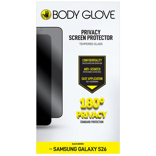 Body Glove Privacy Tempered Glass Screen Protector For Samsung Galaxy S26 - Black Border