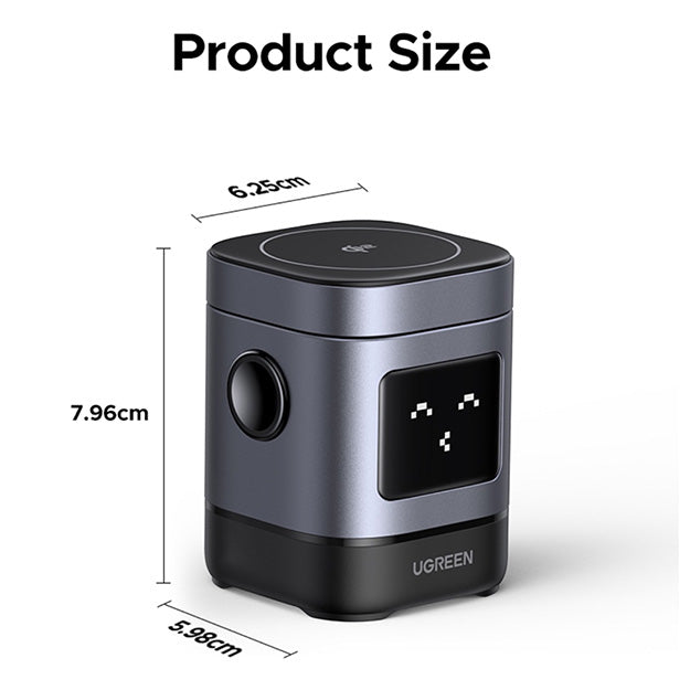 UGreen UNO 2-in-1 Magnetic Wireless Charging Station 15W Qi2 - Grey