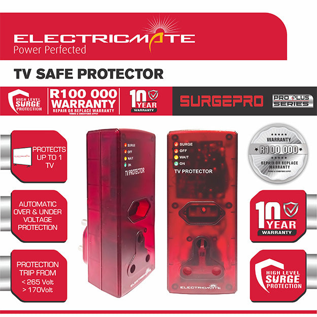 ElectricMate High Level TV Safe Protector Adapter - Red